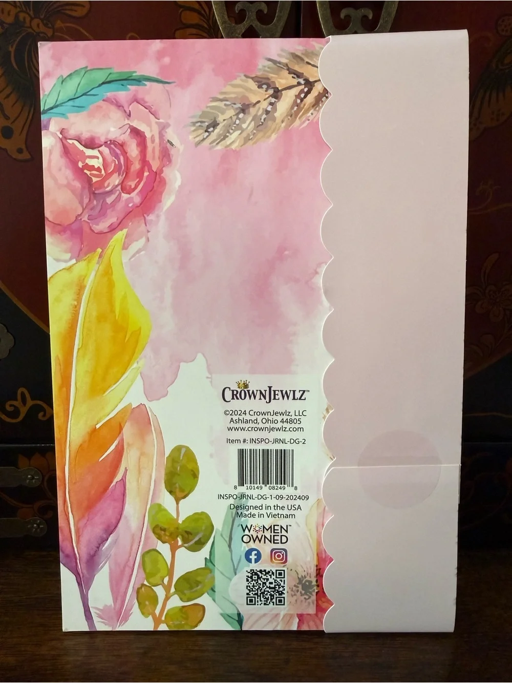 Pink Floral 'Believe' Notebook with Gold Pearl-Top Ballpoint Pen- NWT